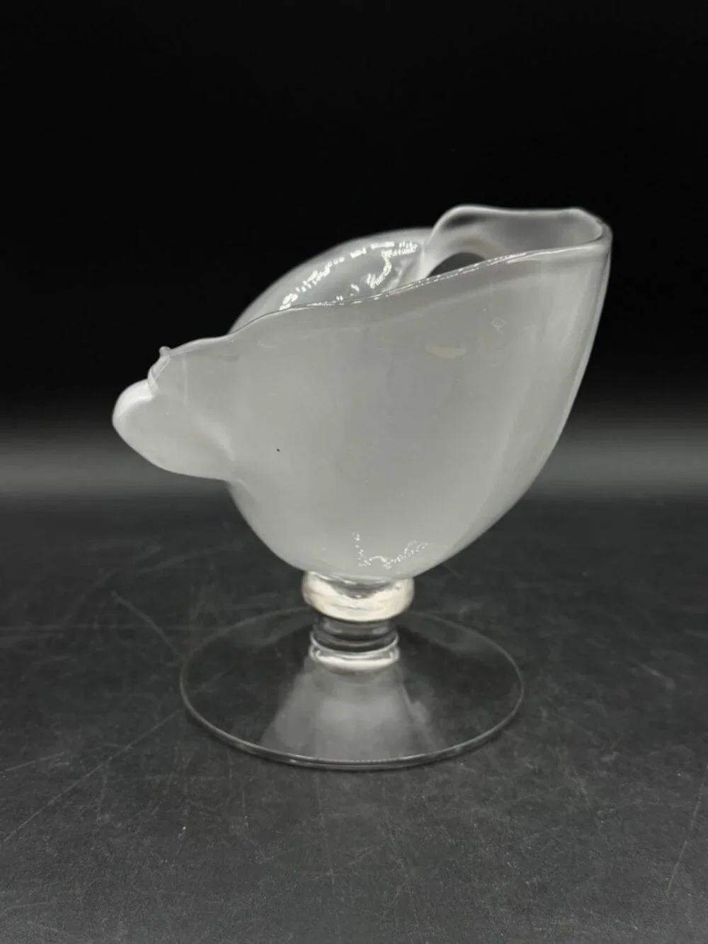 Cambridge Crown Tuscan Glass Footed Nautilus Shell Vase Opaque Frosted